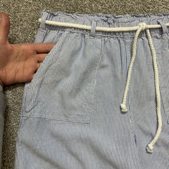 Alex & Jordan Shorts Womens Small Blue White Seersucker Rope Belt Linen Blend - Picture 3 of 10